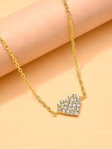 1 chiếc vòng tay hình trái tim mạ vàng thời trang, đính đá toàn bộ, kiểu dáng tối giản, tinh tế dành cho nữ. - Vàng - Xem 5