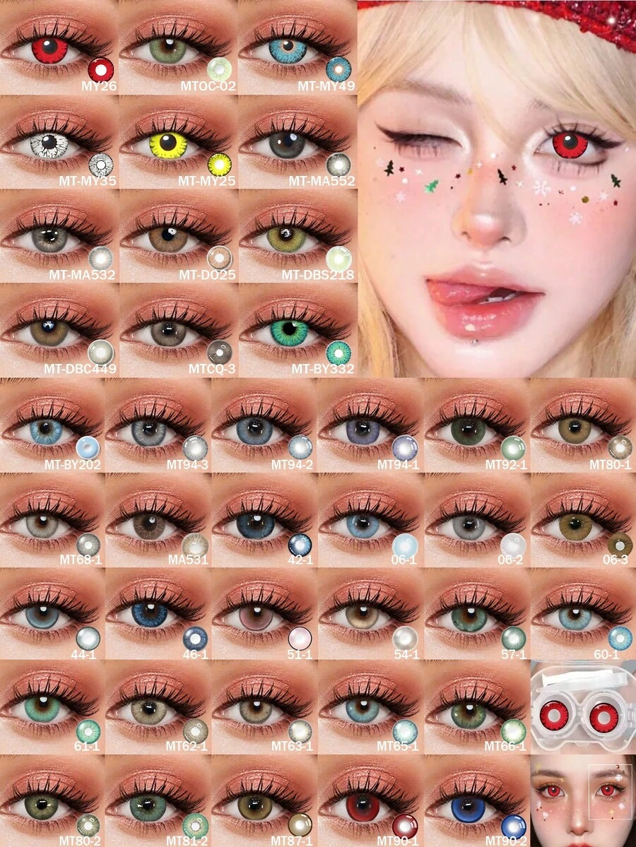 40 Models Elegant Feminine Colored Contact Lens Suitable For Everyday Style Tea Date Evening Gathering Wedding Bridesmaid Look Festival Outfit Cosplay Performance Holiday Party Travel Photos Beauty Lens Natural Charming Colored Contact Lens Ideal For Daily Makeup Shopping Date Weekend Festival Birthday Celebration Cosplay Costume Night Event Outdoor Party Travel Shooting Fashion Eye Lens Ladies' Plain Glasses - 彩色 - 查看 1