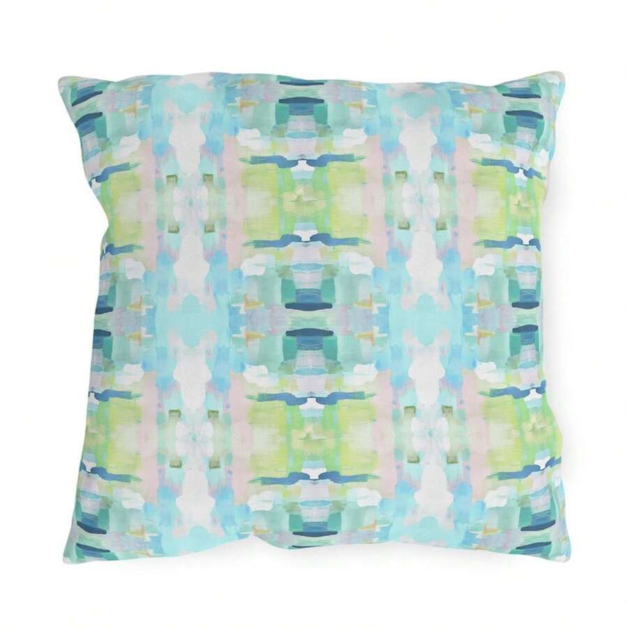 [Pillow Cover]Abstract Art Outdoor Pillow Mirrored Pastel Patio DE1cor, Blue Green BluS1H Pink1PC Pillow Cover, You Can Lean Against It When You're Relaxing On The Sofa; You Can Hug It When You're Thinking; It Can Be Used As A Chair Cushion, Car Cushion, Or Interior Decoration. Suitable For Any Room – Bedroom, Guest Room, Children's Room, Recreational Vehicle, Or Vacation Home. - White - View 1