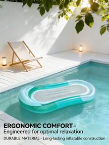 1pc Inflatable Hammock With Net, Foldable Dual-Use Backrest Floating Bed, Water Recreation Lounge Chair, Adult Summer Swimming Pool And Beach Floating Raft, Perfect Summer Gift, Swimming Pool Floating Lounger, Pool Inflatable, Beach Essentials, Pool Float - Multicolor - View 5