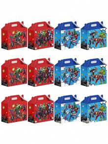 Marvel 12pcs Durable Cardboard Avengers Gift Box Easy To Assemble One Piece Handle Reusable Party Candy Box - Multicolor - View 1