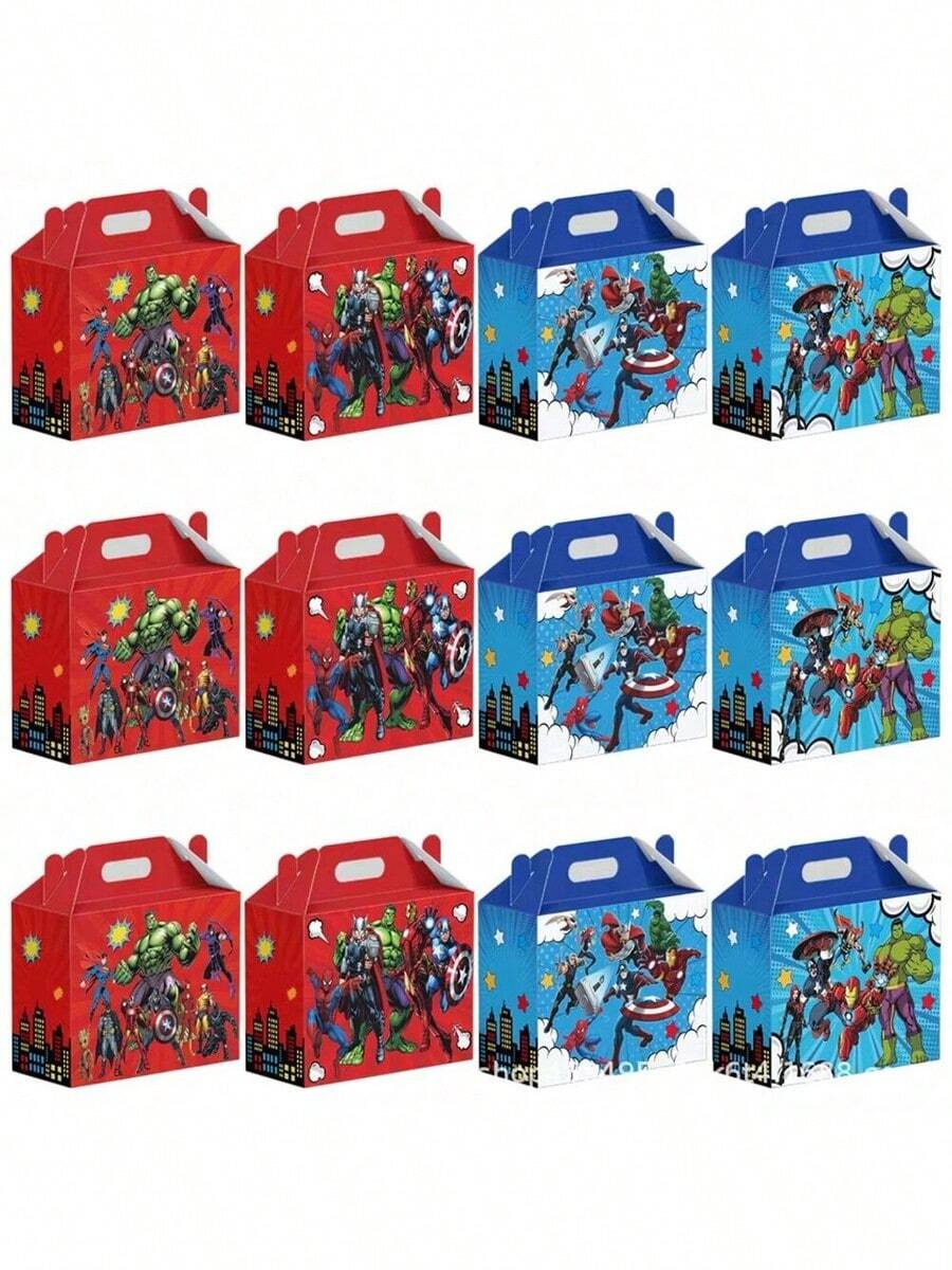 Marvel 12pcs Durable Cardboard Avengers Gift Box Easy To Assemble One Piece Handle Reusable Party Candy Box - Multicolor - View 1