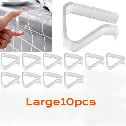 10 Pieces Transparent Clear Tablecloth Clips, Plastic Table Cloth Clips,Windproof Table Cover Holder Clamps,Table Cloth Holder For Christmas Home Wedding Party Indoor Outdoor Camping Picnic (Large)