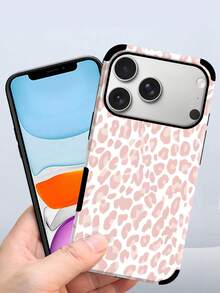 1个亮色豹纹软皮防震防尘手工保护壳，适用于苹果17 Pro Max/16 Pro Max/16 Plus/13 Pro Max/14 Pro Max/13/14/11/12 Pro/11/15 Pro、三星Galaxy S24 Ultra，带扬声器孔设计，适合作为节日礼物 - 淺粉色 - 查看 4