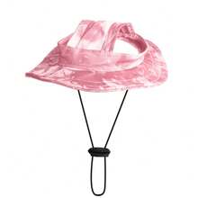 2026 Summer Cute Pet Sun Hat Anti-Strangulation Adjustable Outdoor Cap For Puppy Kitten - Tie-dye Pink - View 2