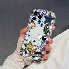 1个时尚TPU材质豹纹和星形图案透明奶油质感防震防滑保护手机壳，兼容、荣耀等。 - 無色 - 查看 2