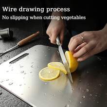 Stainless Steel Kitchen Cutting Board - High-End Stainless Steel Cutting Board With Handle, Double-Sided Design, Suitable For Meat, Vegetables And Fruits, Easy To Clean, Essential Kitchen Tool. Easter Gift, Mother's Day Gift - Multicolor - View 10