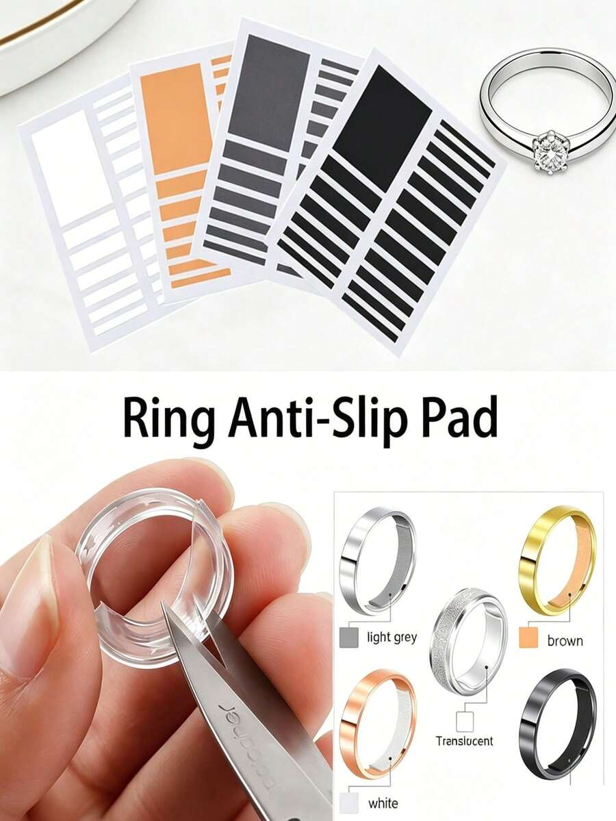 Transparent Ring Sizer, Invisible Ring Adjuster, Women's Loose Ring Size Reducer Invisible Sticker, DIY Sewing Jewelry Tool Kit Adjuster Set For Loose Rings - Suitable For Wedding Rings And Jewelry Comfort - Multicolor - View 1