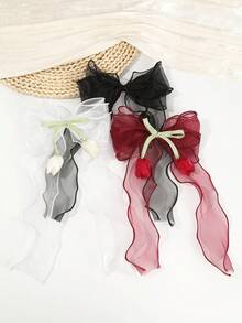1 chiếc kẹp tóc hình hoa nơ bằng vải organza xinh xắn, phù hợp với kiểu tóc của bé gái trong nhiều dịp khác nhau như kỳ nghỉ và đi học. - Nhiều màu - Xem 2