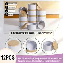 Bộ 32/46/12 hộp thiếc đựng nến hình trụ thẳng đứng, dung tích 4 oz - màu trắng, bao gồm nắp và bấc; chắc chắn, có lớp hoàn thiện màu trắng mờ; hộp nhỏ rỗng 4 oz, lý tưởng cho các doanh nghiệp sản xuất nến. - Nhiều kiểu dáng - Xem 9