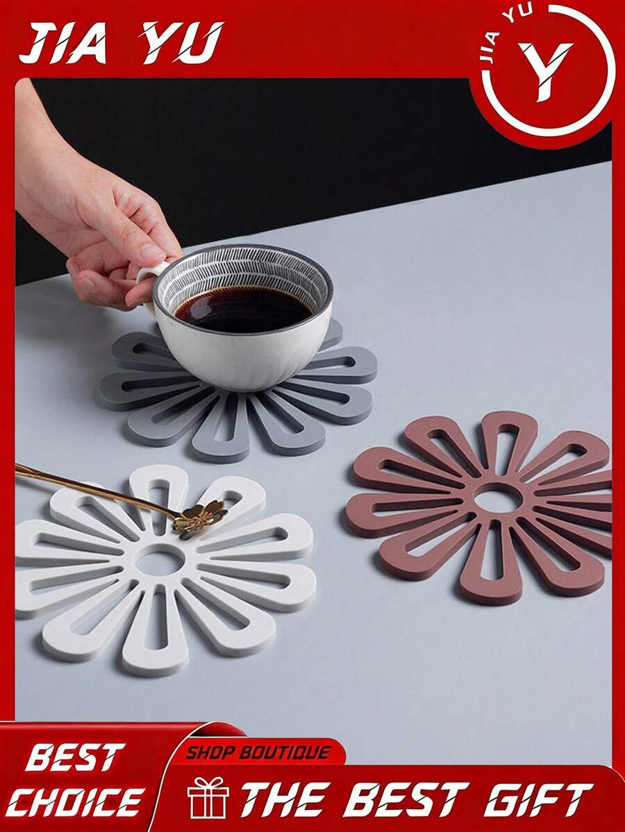 1 件装硅胶耐热餐垫，圆形防滑厨房餐桌垫，适用于热菜、锅具和杯子 - 仅限手洗，耐用尼龙材质 - 彩色 - 查看 1