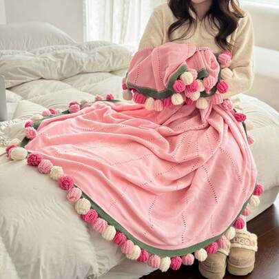 1pc Rose Flower Bouquet Blanket, Multipurpose Throw Blanket, Suitable For All Seasons, Office Nap Blanket, Air Conditioning Blanket, Gift For Girlfriend, Birthday Gift