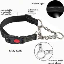 Collar de perro Martingale con cadena de acero inoxidable y nailon reflectante, collar de entrenamiento ajustable sin tirones, para perros pequeños, medianos y grandes - Rojo - Ver 9