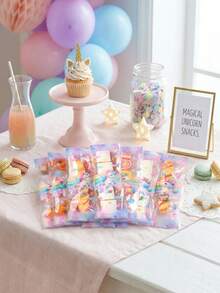 100 piezas Bolsas de caramelos transparentes de unicornio, Bolsas de regalo con cierre automático de unicornio, Bolsas de caramelos transparentes de fiesta de cumpleaños de unicornio, Bolsas para piruletas de baby shower, Bolsas de fiesta con tema de unicornio, Decoración de mesa de boda, Decoración de despedida de soltera, Decoración para revelación de género, Bolsas de embalaje de aperitivos, Bolsas de regalo pequeñas, Bolsas para hornear galletas, Regalos de cumpleaños para niñas, Recuerdos de fiesta - Unicornio de moda mixta - Ver 7