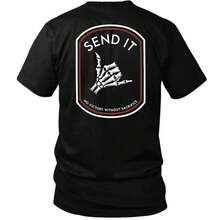 [Hot ]Send It Tactical T-Shirt Skeleton Shaka Hand Patch Graphic Tee No Victory Without Sacrifice Quote Military Mindset Motivation Streetwear Gift For Veterans Gym Guys & Tactical Fans Menswear Top. The Best Gift T-Shirt - 黑色 - 查看 1