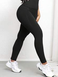 Women's Soft High Waist Workout Leggings With Pockets, Squat Proof Yoga Pants For Fitness, Running, Lifting - Black - View 4
