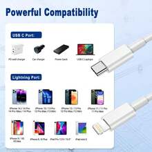 1-2 套 PD 20W 美规插头快充充电器，USB-C 墙充 + 100cm USB-C 转 Lightning 数据线，高速数据传输和快充线，兼容 14/13/12/11/XS/XR/8/7/6 系列 - 美規A型插(110-127V) - 查看 6