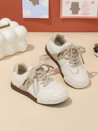1 Pair New Retro Soft Bottom Anti-Slip Children's Casual Sneakers, Lightweight Comfortable Versatile Flat Shoes
