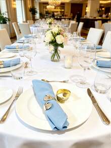 6/10/12pcs Reusable Gold-Plated Alloy Two Hands Embracing Each Other Napkin Rings: Smooth Edge, Easy To Clean, Suitable For Wedding Party Celebration And Holiday Dinner - Multicolor - View 5