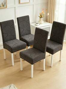 1/4/6/8pcs Removable Plush Velvet Shell Pattern Full Coverage Stretch Chair Covers, Suitable For Dining Room, Bedroom, Living Room Home Decor, Holiday Party Decoration - Dark Grey - View 13