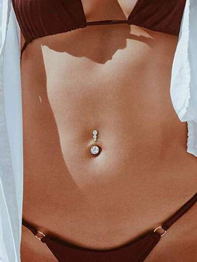 Fashion Body Jewelry For Women, Gorgeous & Luxury Crystal-Encrusted Heart-Shaped Stainless Steel Navel Ring Valentines,Mom,Mother,Mother's Day,Gift