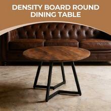 110*110*75cm MDF Top Table With Metal Leg Dining Table - Walnut - View 5