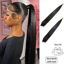 2 pièces/paquet (avec outil) Extensions de cheveux au crochet droits de 24 pouces, fibres synthétiques résistantes à haute température pour tresses au crochet. Conçu pour un tressage facile avec des cheveux longs et droits, convient pour la décoration de cheveux de la Coupe du monde - Multicolore - Voir 15