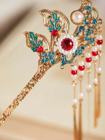 1Pc New Elegant Bohemian Style Su Hairpin, Summer Beach Clothing Accessories, Y2k Women's Hair Accessories, High-End And Exquisite Faux Pearl Hairpins, Fashionable Party Gifts