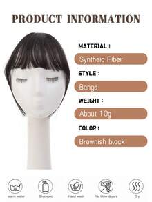 女士轻盈刘海假发，自然法式前额造型，无缝设计，轻盈舒适，直刘海，合成假发 - 彩色 - 查看 4