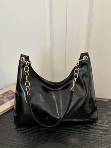 新款韩版复古时尚休闲手提包，大容量办公/通勤单肩包 - 黑色 - 查看 2