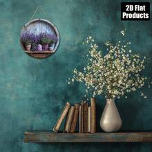 1 Stück 2D kreisförmige Holz-Dekorplakette, Lavendel-Thema, geeignet für Bar, Küche, Café, Zuhause, Wohnzimmer, Büro Dekoration, Geschenk, 2D Design, vorgebohrte Löcher wie gezeigt in der Größe - mehrfarbig - Übersicht 6