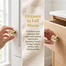 1pc Gold Rose Flower Drawer Knob, Vintage European Style Floral Cabinet Handle, Kitchen/Wardrobe/Vanity Hardware, Suitable For American/French Country Decor - A - View 3