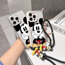 This Disney Mickey Mouse Pattern Lanyard Phone Case Features A Strong Magnetic Closure And Full Coverage Of Acrylic And TPU Material. It's Shockproof, Lightweight, And Suitable For IPhone17/16/11/13/15/15 Plus/15 Pro/15 Pro Max/12/14 Pro Max/11 Pro Max/12 Pro/12 Pro Max/13. It's A Popular Birthday Gift, Business Gift, Durable, Stain-Resistant, And Fingerprint-Resistant New Phone Case For Men And Women. It Also Includes A Mickey Mouse Phone Case And Mickey Mouse Doll Bracelet. Compatible With SamsungGalaxy S20, S21, S22, S23, And S24 Series. It's The Perfect Gift For Friends And Family. This Stylish Phone Case Is Fun, Lightweight, And Durable. IPhone17 Pro Max Phone Case, Minnie Phone Case. - 黑色 - 查看 4