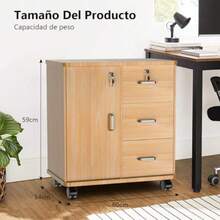 Archivero Organizador Mueble para Impresora Archivador Doméstico con Cerraduras Ruedas y Estantes de Almacenamiento Abiertos Archivador de 3 Cajones para Hogar Oficina Estudio - como en la foto - Ver 4