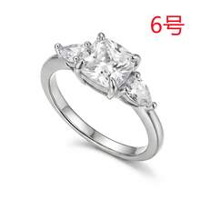 1枚经典设计三石垫形切割立方氧化锆铜戒指 - 白色 - 查看 6