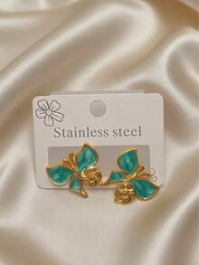 1 Pair 304 Stainless Steel Butterfly Drop Earrings For Women, Delicate, Luxury, Elegant, Retro, Suitable For Daily Wear, Outings, Mother's Day Gift - Butterfly - View 6