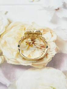 1pc Women's Fashion Asymmetrical Gemstone Heart-Shaped Ring, Daily Wear & Party Jewelry Gift For Christmas, Thanksgiving - Gold - View 6