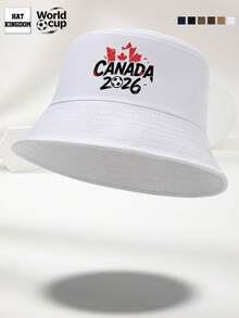 1 pièce Chapeau seau homme 2026 nouveau motif CANADA brisé imprimé personnalisé populaire minimaliste protection solaire noir multicolore mode décontractée extérieure convient pour le port quotidien les voyages en plein air la pêche le visionnage de sports cadeau polyvalent Coupe du Monde 2026 - D - Voir 10