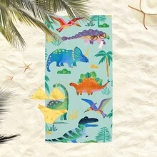 1条侏罗纪恐龙沙滩巾，超柔软超细纤维特大号沙滩毯，超强吸水浴巾，适合旅行、游泳池、潜水、冲浪、瑜伽、露营，多种尺寸可选，沙滩、泳池、旅行、露营、瑜伽必备用品 - 恐龍 - 查看 3