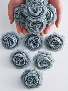 6 Pcs Artificial Peony Flowers With Stems, For Wedding Party Decor, Cake Decor, Home Living Room Dining Table Ornament, Fake Plants, Fall Decor, Room Decor, Desk Decor, Garden Decor, Home Decor, Back To School Supplies - Light Blue - View 5
