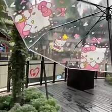 SANRIO 1把可爱卡通折叠透明伞，三折设计，时尚卡通伞，酷洛米（Kuromi），KT猫图案，适合外出、出差、旅行、居家使用 - 彩色 - 查看 5