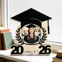 1/2件装 2026毕业季木质相框，创意毕业帽桌面照片架，毕业纪念礼物 - 相框 - 查看 5