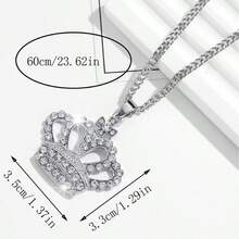 1 chiếc dây chuyền mặt dây hình vương miện rỗng thời trang mới, đính đá lấp lánh, thích hợp cho nữ giới đeo hàng ngày và làm quà tặng. - Bạc - Xem 2