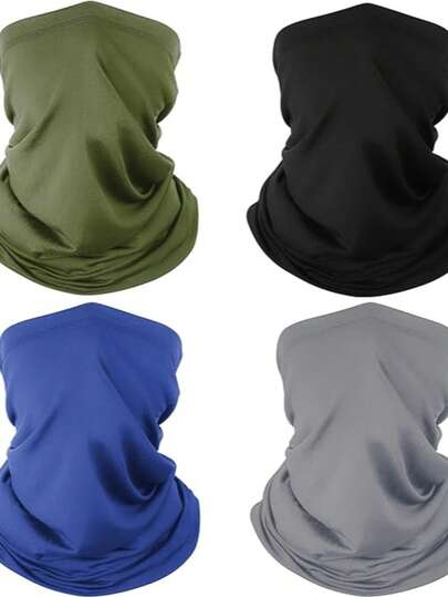 4件套围脖式面罩：防晒降温围巾头巾，男女皆宜