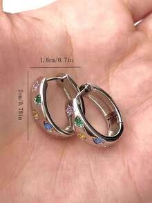 一对银色别致奢华小众百搭时尚优雅几何造型耳环，适合女性日常、节日和派对佩戴。 - 幾何 - 查看 4