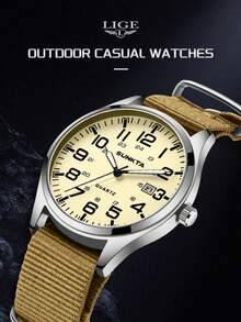 SUNKTA Jam Tangan Quartz Pria LIGE, Jam Tangan Bisnis Modis, Tahan Lama dan Nyaman, Tali Bahu yang Dapat Diatur, Jam Tangan Outdoor 24 Jam - Hitam - View 3