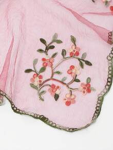1 pieza Nuevo chal de mujer con bordado de flor de ciruelo en malla, chal con borde floral bordado de encaje vintage, pañuelo versátil - Multicolor - Ver 11