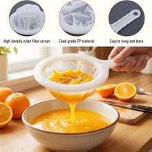 Ultra-Fine Nylon Mesh Strainer 5.51 Inch, Plastic Sieve Fine Mesh With Handle, Kitchen Food Yogurt Mesh Sieve, Mini Brine Shrimp Separation For Filtering Juice Milk Soy Coffee Honey Wine (400 Mesh) - Multicolor - View 4