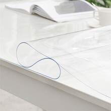 1pc 0.25mm Thick PVC Transparent Table Cover, Scratch And Heat Resistant, Protective Film For Dining & Coffee Tables - Suitable For Home, Office, Hotel Use - Elegant Square Design Table Cloth - White - View 2