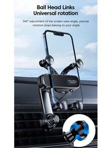 1 pieza Soporte de teléfono para coche con gravedad negra, soporte universal de clip de ventilación para iPhone 17/16/15/14/13/12/11 Pro Max - Negro - Ver 8